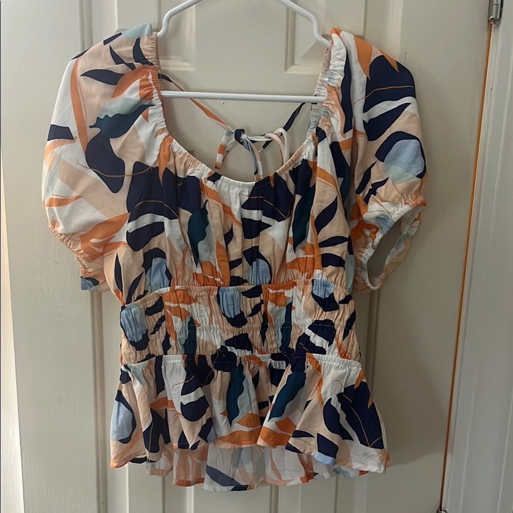 Lizard Thicket Multicolor Leaf Print Blouse